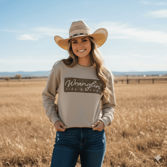 Wranglin Kids & Cows Graphic SweatshirtSandS
