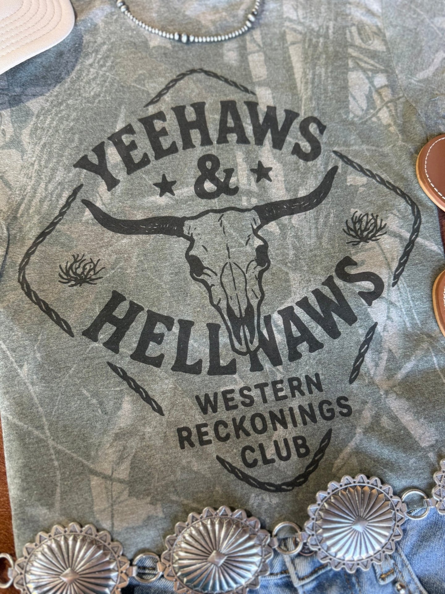 Yeehaws And Hellnaws RealTree Camo Graphic TeeHardwood CamoS